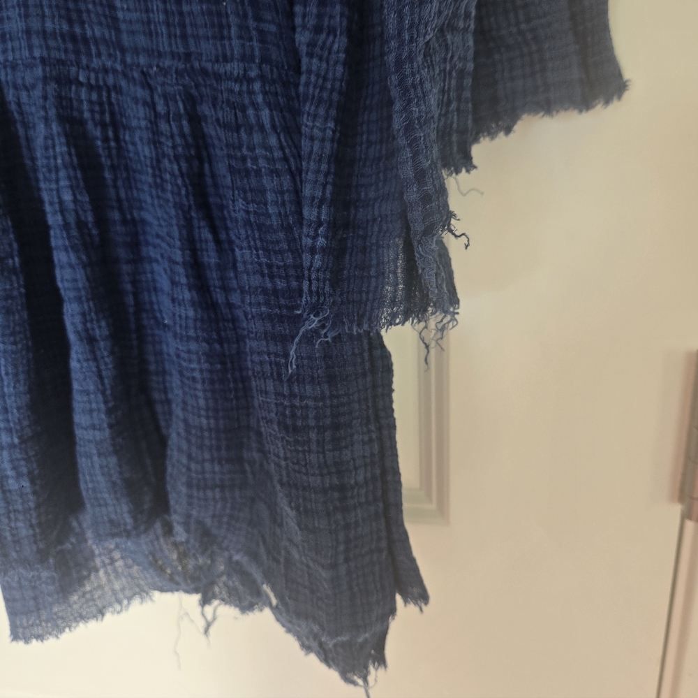 Free People One Marishka Tiny Tent Blue Gauze Tunic Size Medium Flawed - Picture 6 of 9